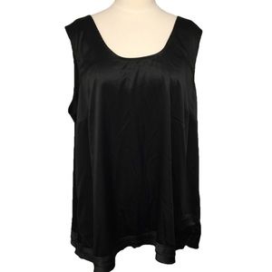 Avenue Black Satin Raw Layered Edge Sleeveless top